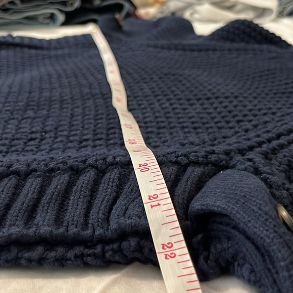 J.Crew Turtleneck Cotton Poncho in Navy - Picture 11 of 13